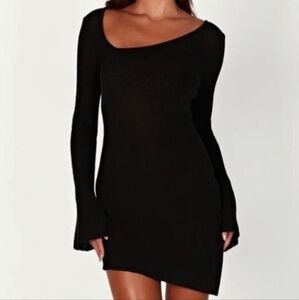 MESHKI Asymmetrical Neck  Black Dress🌸